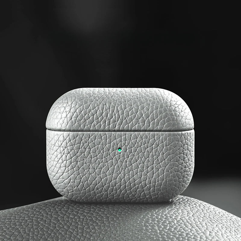 Elegante AirPods Hülle aus Leder in grau