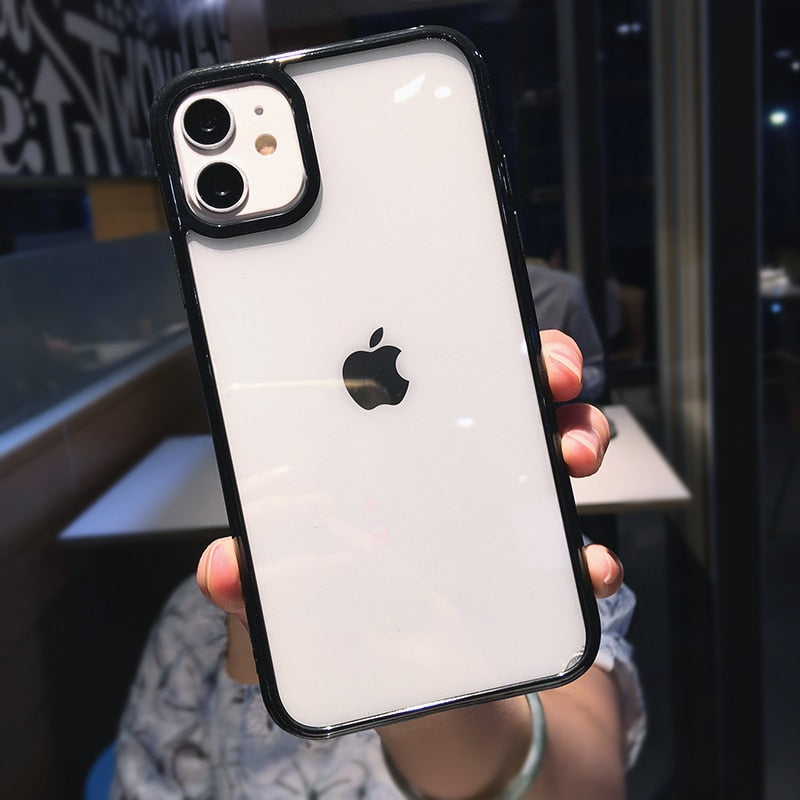 Modische iPhone Hülle durchsichtig in farbigen Rändern in schwarz