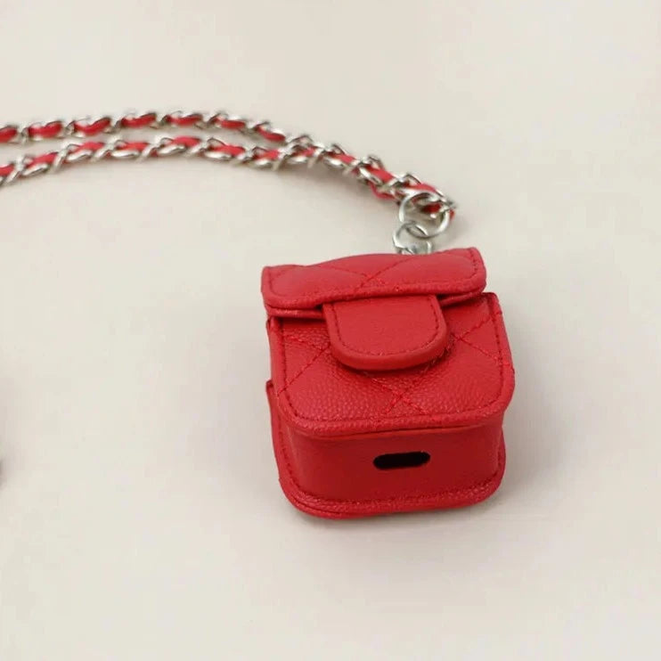 Crossbody AirPods Hülle im Handtaschen Design aus Leder mit Kette