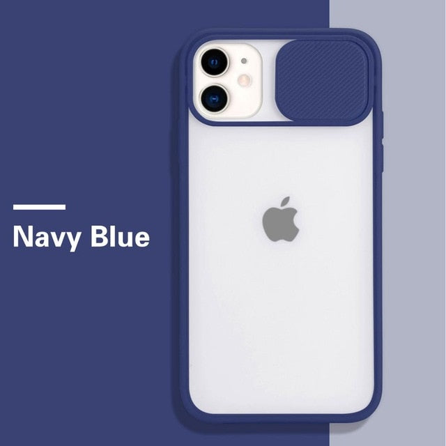 Modische iPhone Hülle durchsichtige in farbigen Rändern mit Kameraschutz in blau