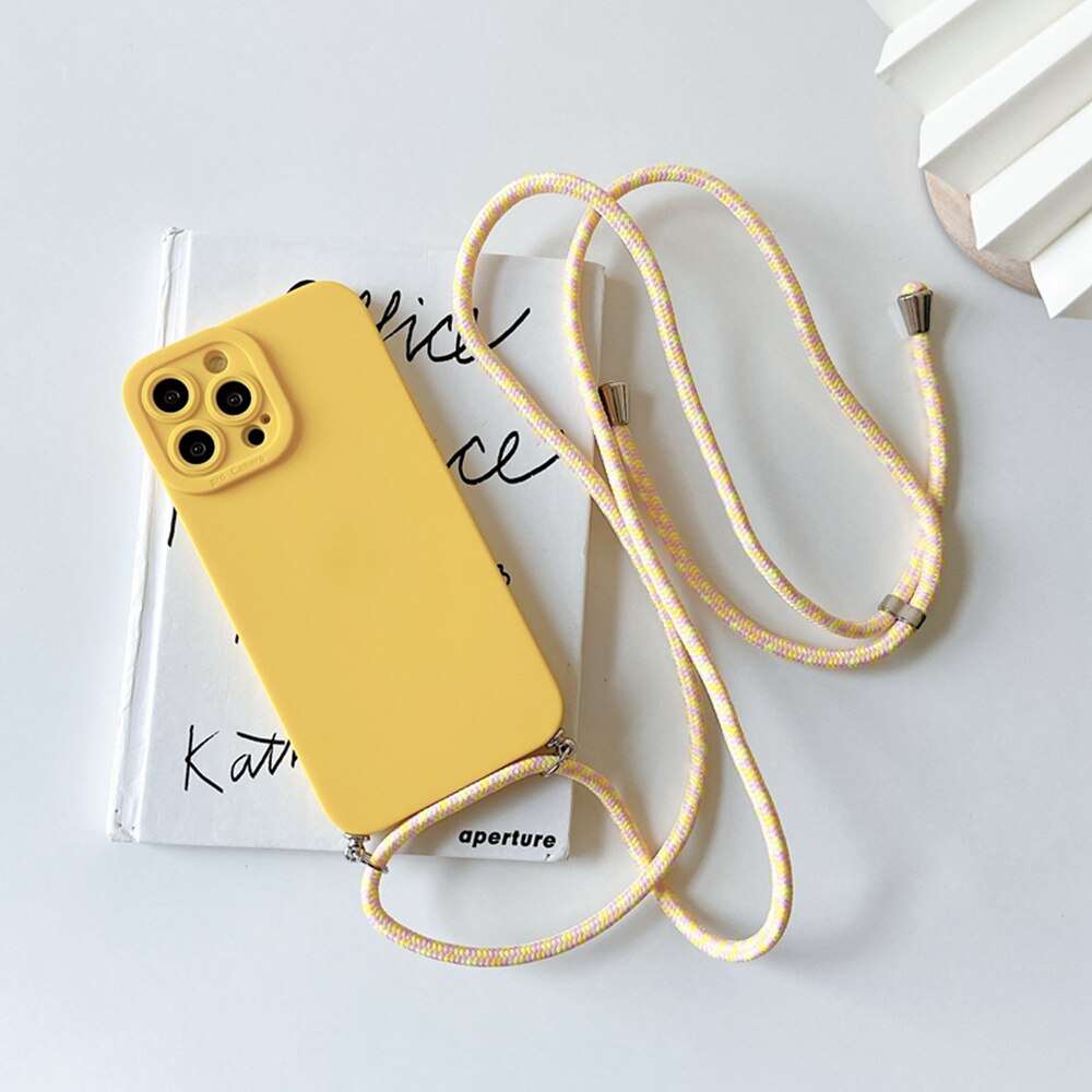 Crossbody iPhone Hülle mit Seil in Farben in gelb