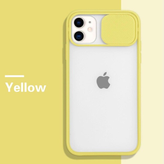 Modische iPhone Hülle durchsichtige in farbigen Rändern mit Kameraschutz in gelb