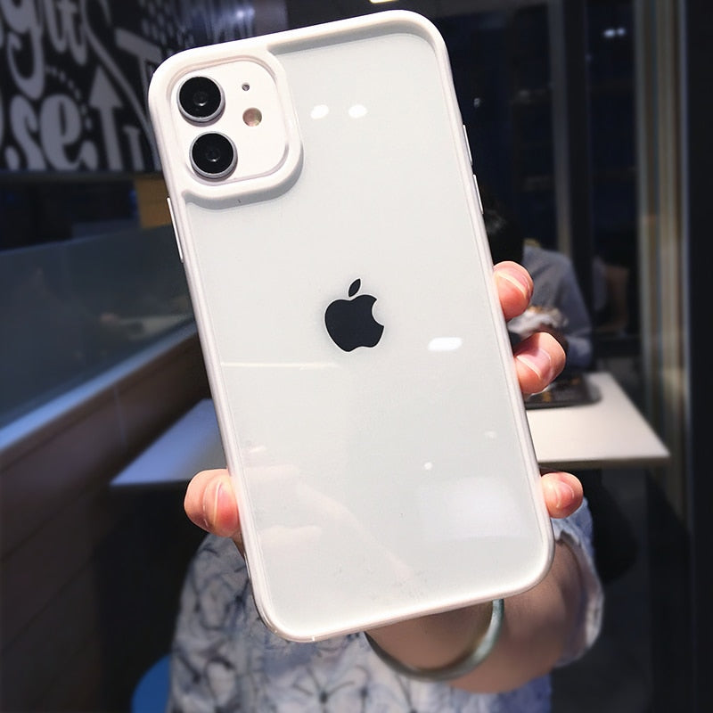 Modische iPhone Hülle durchsichtig in farbigen Rändern in weiß