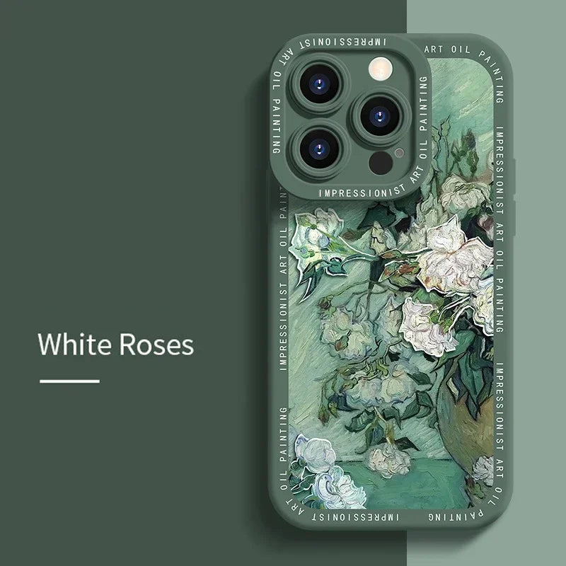 Kunst iPhone Hülle bekannte Kunstwerke White Roses in grün