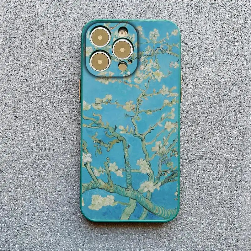 Kunst iPhone Hülle Retro Van Gogh Ölgemälde in türkis