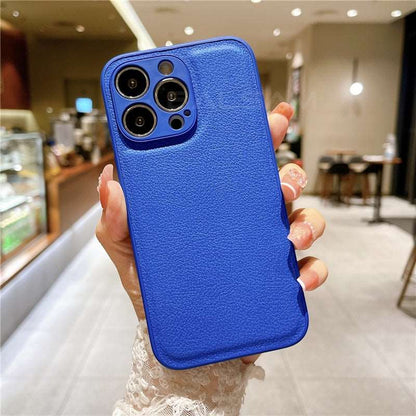 Modische iPhone Hülle aus Leder in blau