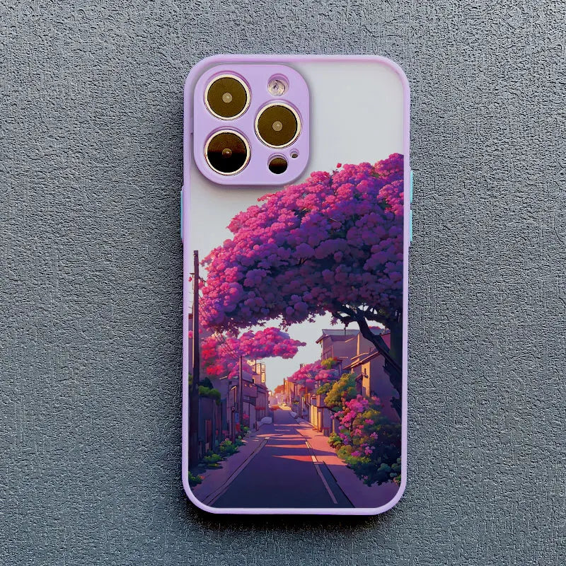 Kunst iPhone Hülle japanische Straßen in lila