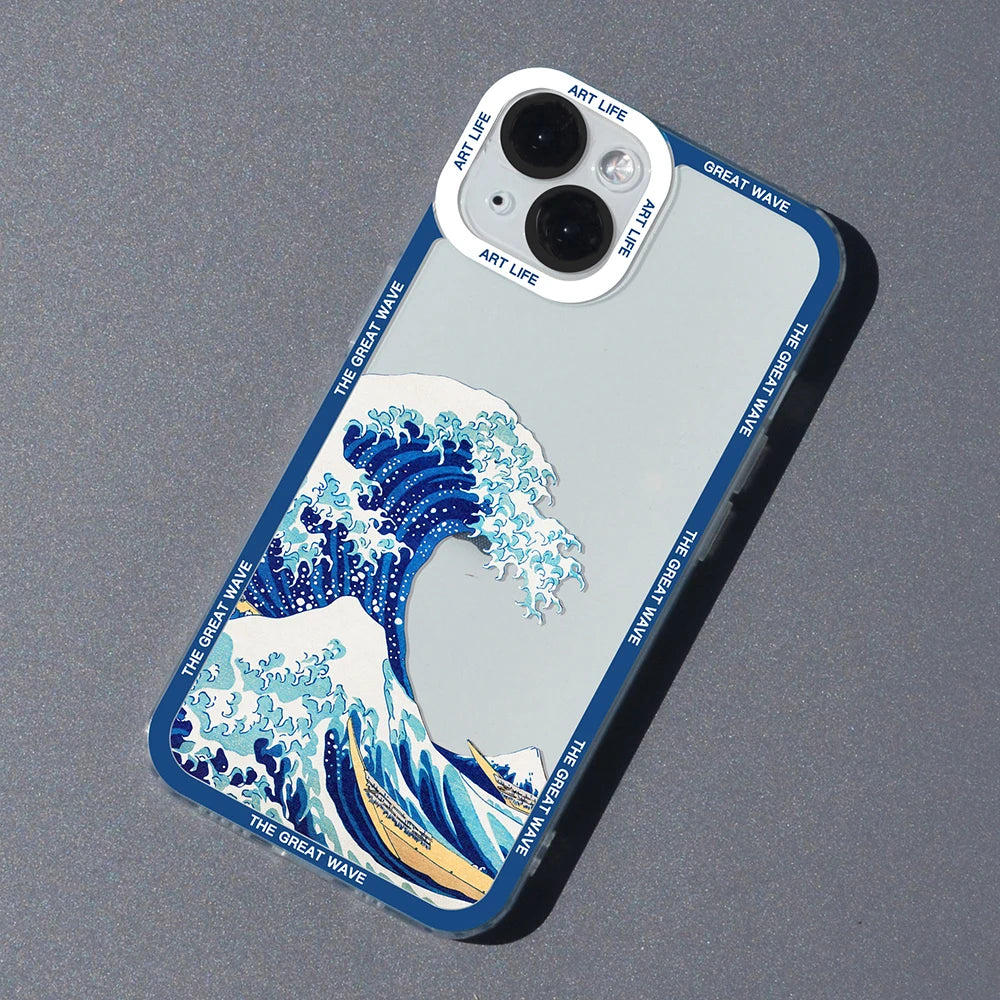 Kunst iPhone Hülle Die große Welle vor Kanagawa in blau