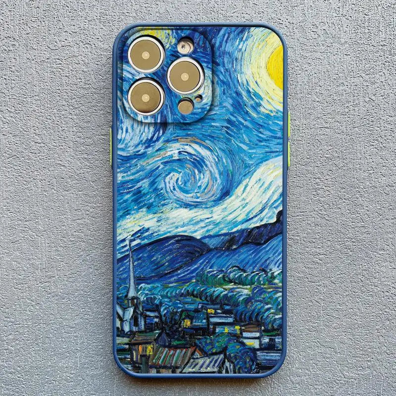 Kunst iPhone Hülle Retro Van Gogh Ölgemälde in blau