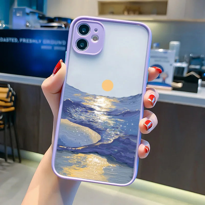 Kunst iPhone Hülle Wellen in Wasserfarbe in lila
