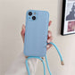 Crossbody iPhone Hülle mit Seil aus Leder in blau