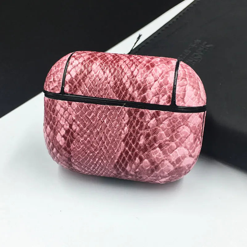 Elegante AirPods Hülle aus Schlangenleder Muster in pink