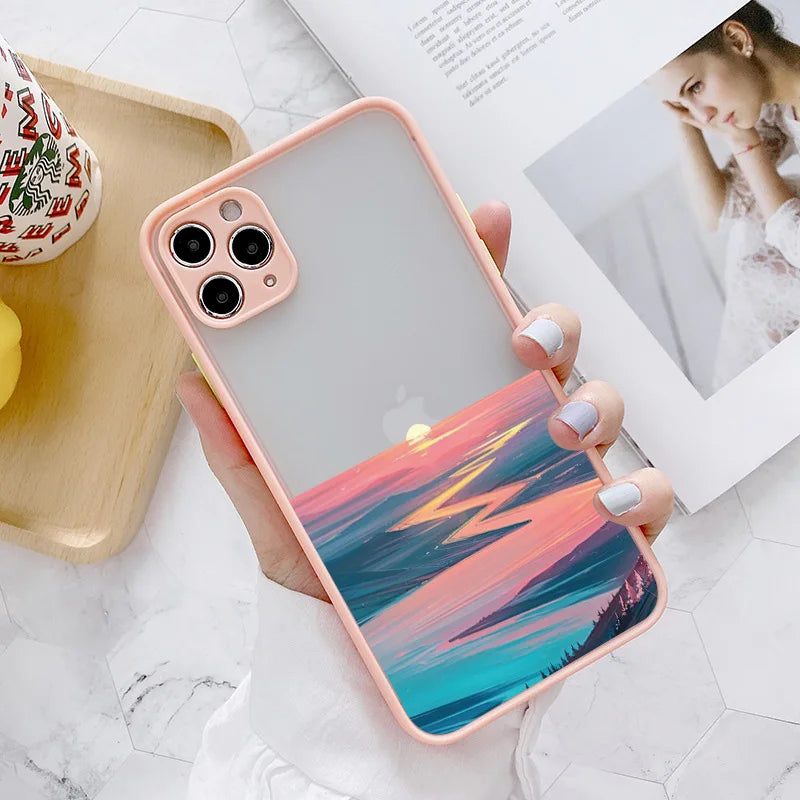 Kunst iPhone Hülle Wellen in Wasserfarbe in pink