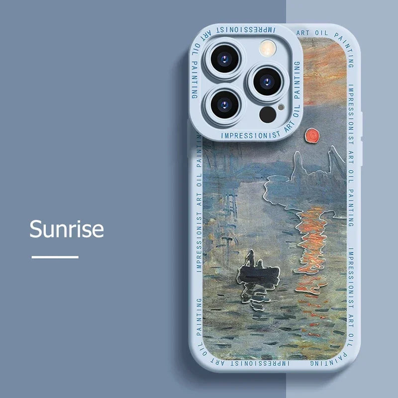 Kunst iPhone Hülle bekannte Kunstwerke Sunrise hellblau