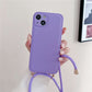 Crossbody iPhone Hülle mit Seil aus Leder in lila