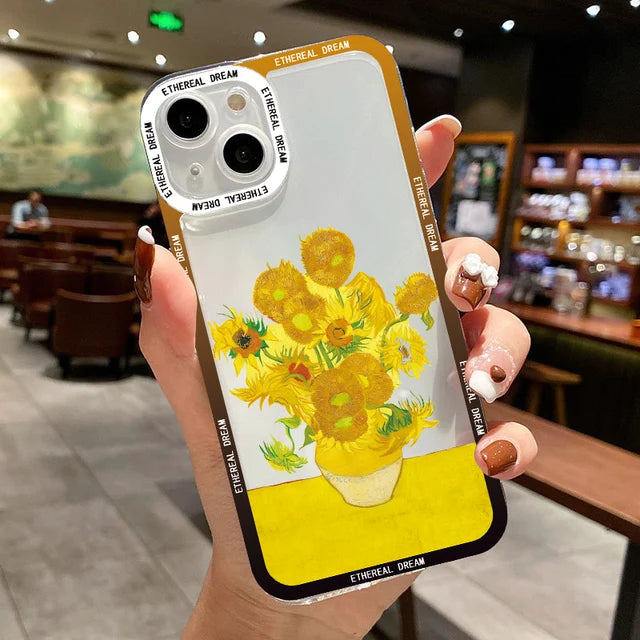 Kunst iPhone Hülle Van Gogh Ölgemälde in gelb Sonnenblumen