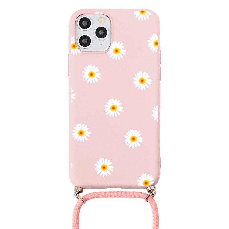 Crossbody iPhone Hülle mit Seil aus Gänseblümchen Mustern