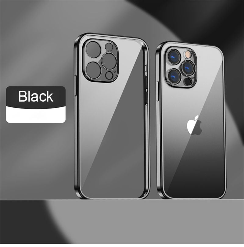Modische iPhone Hülle Durchsichtig mit Farbiger Umrandung in schwarz