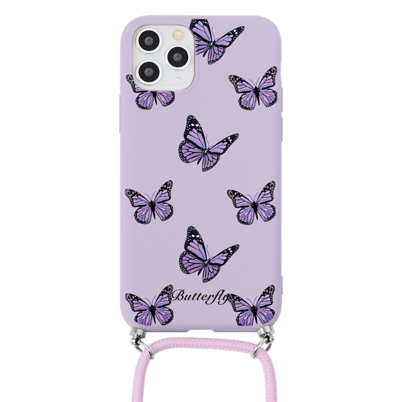 Crossbody iPhone Hülle mit Seil aus Schmetterling Mustern