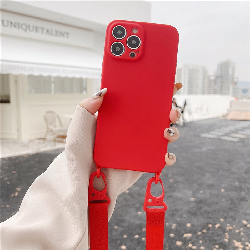Crossbody iPhone Hülle mit abnehmbaren Band in rot