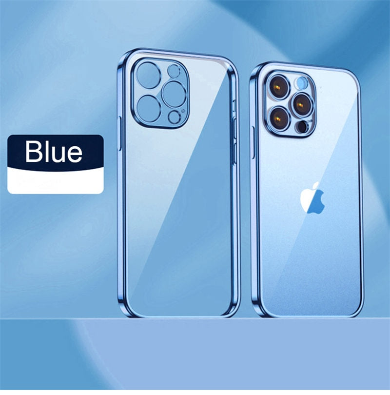 Modische iPhone Hülle Durchsichtig mit Farbiger Umrandung in blau