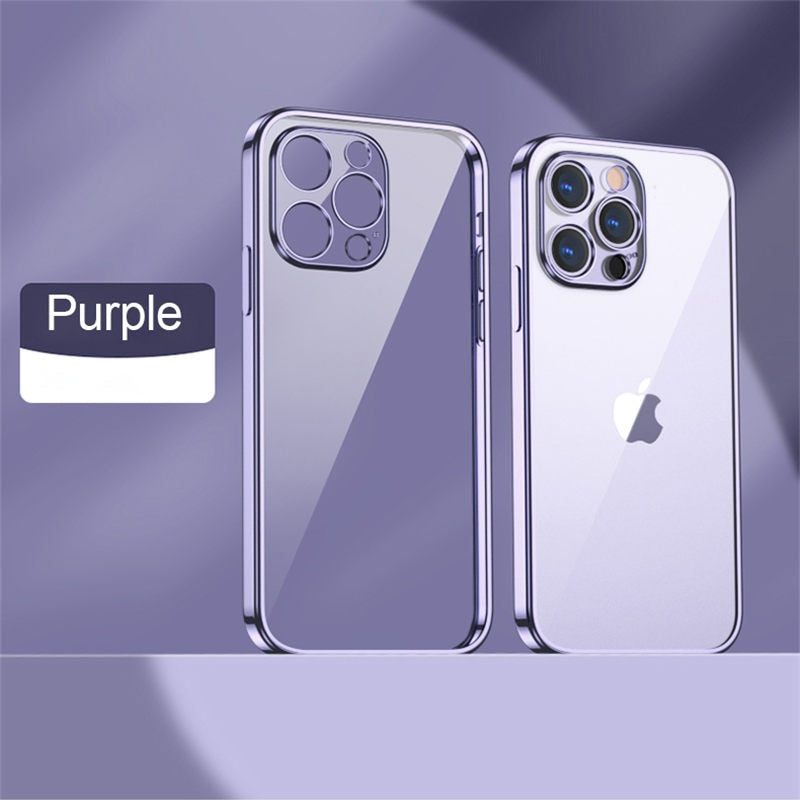 Modische iPhone Hülle Durchsichtig mit Farbiger Umrandung in lila