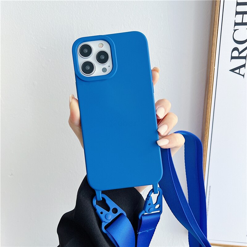 Crossbody iPhone Hülle mit abnehmbaren Band in blau