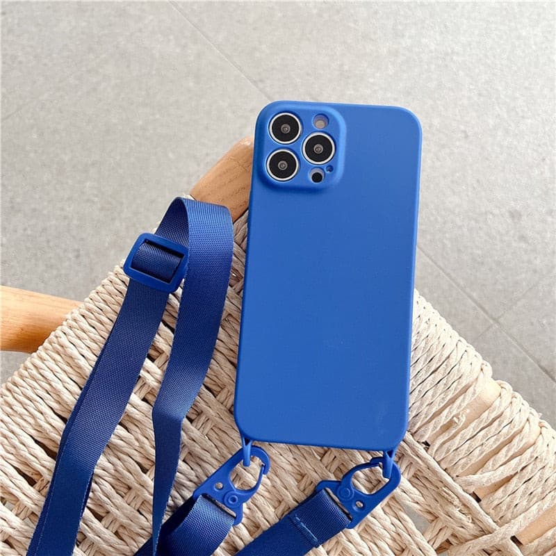 Crossbody iPhone Hülle mit Band abnehmbar in blau