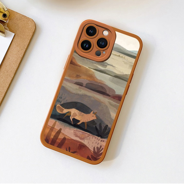 Kunst iPhone Hülle Fuchs in der Landschaft
