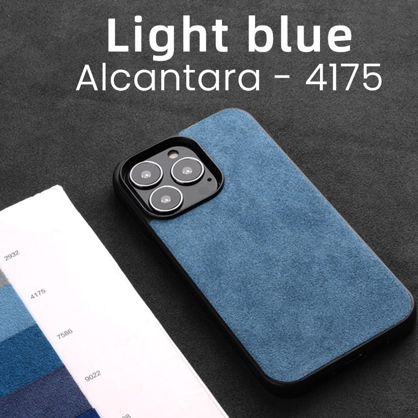 Luxus iPhone Hülle aus Italienischem Alcantara in blau