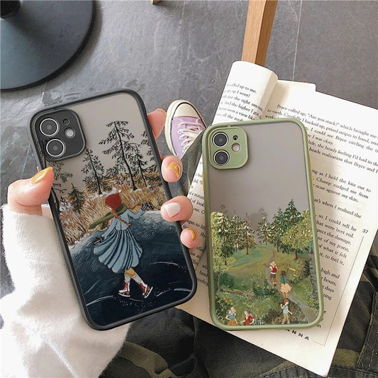 Kunst iPhone Hülle Landschaft mit einem Mädchen als Ölgemälde