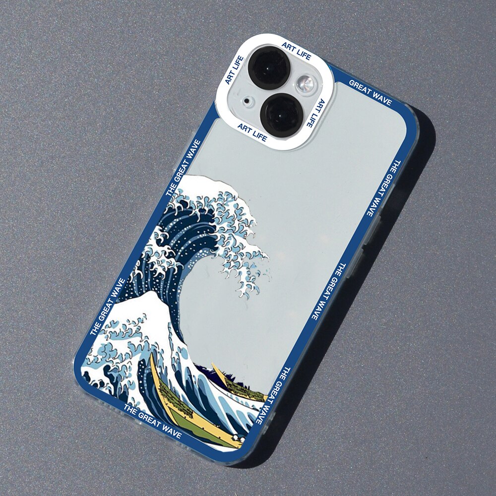 Kunst iPhone Hülle Die große Welle vor Kanagawa in blau