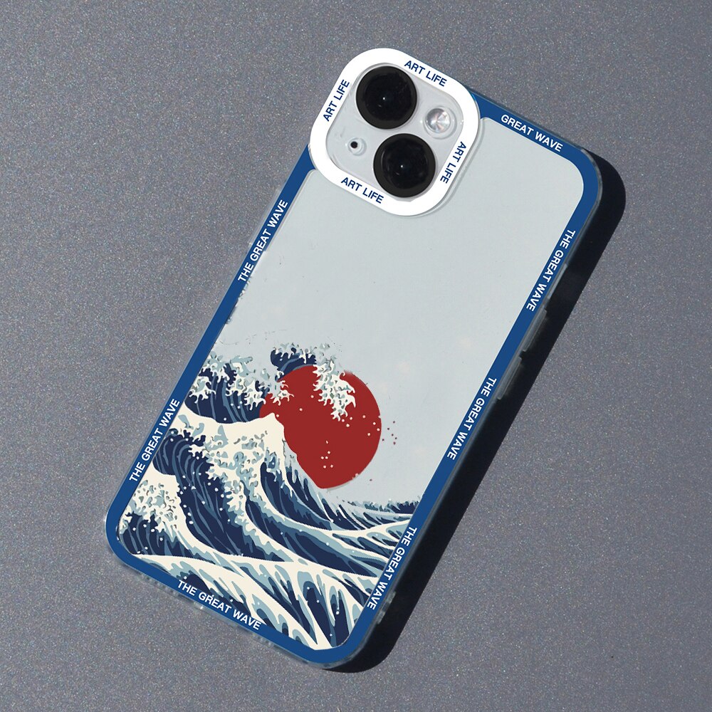 Kunst iPhone Hülle Die große Welle vor Kanagawa in blau