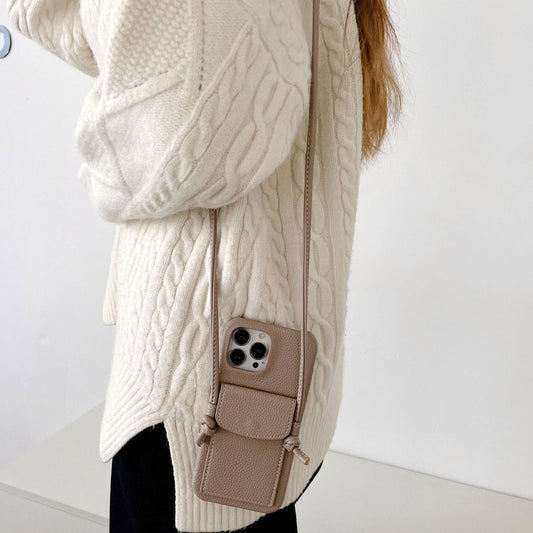 Crossbody iPhone Hülle mit Band aus Leder mit Kartenfach