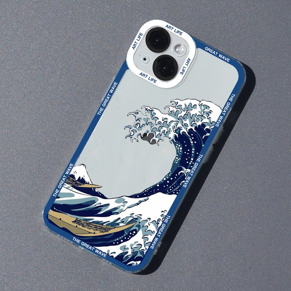 Kunst iPhone Hülle Die große Welle vor Kanagawa in blau