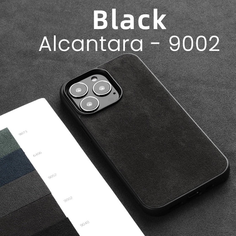 Luxus iPhone Hülle aus Italienischem Alcantara in schwarz