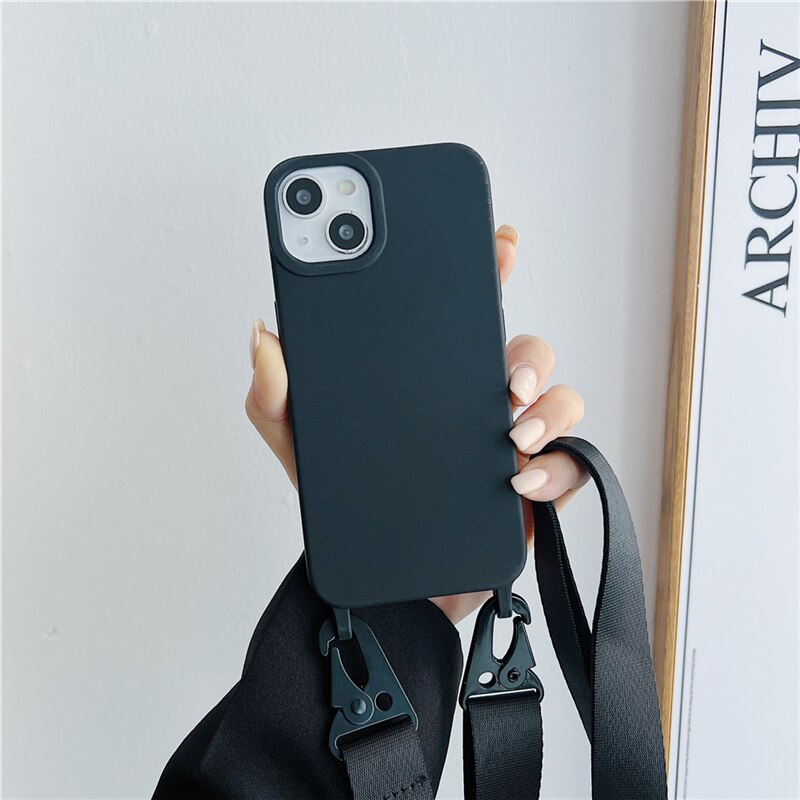 Crossbody iPhone Hülle mit abnehmbaren Band in schwarz