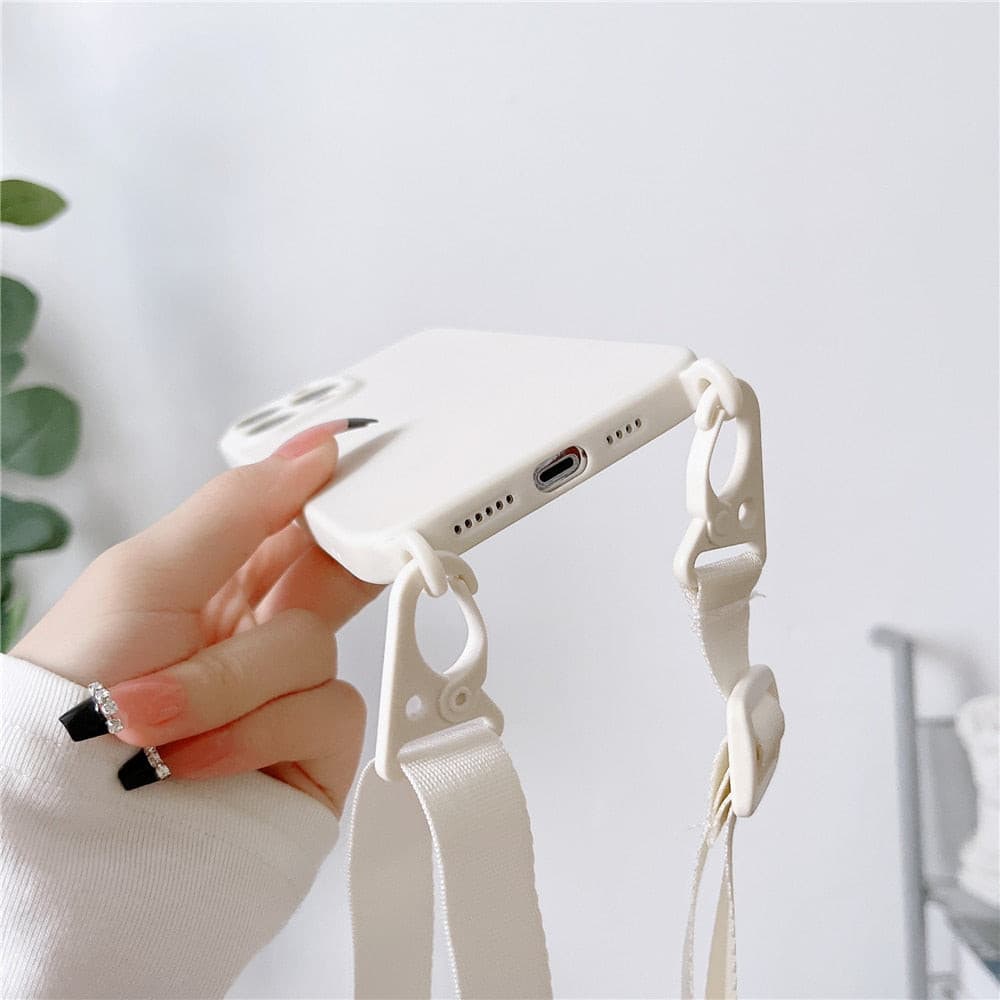 Crossbody iPhone Hülle mit Band abnehmbar in weiß