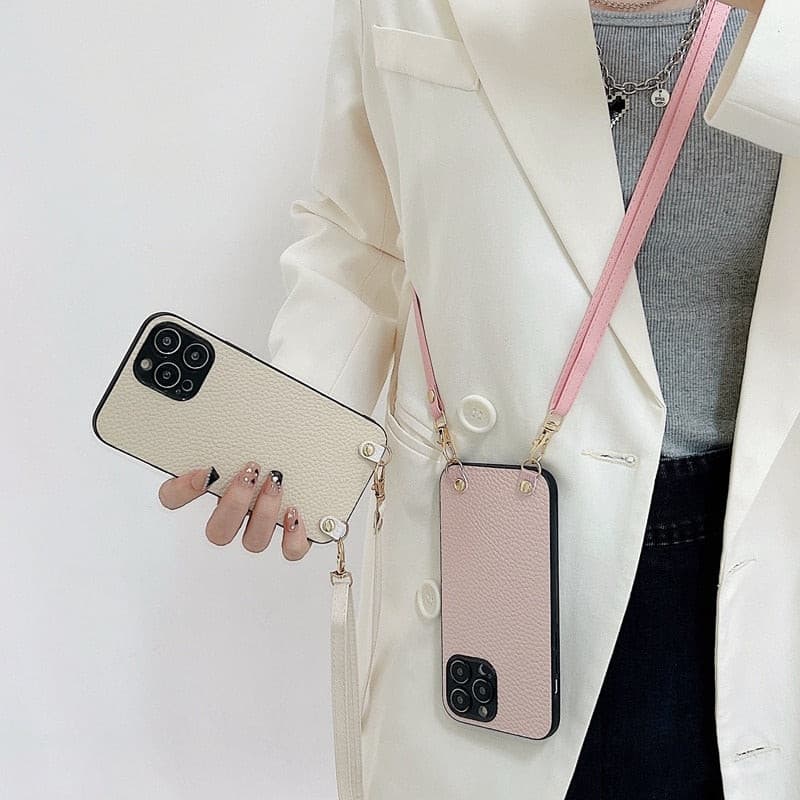 Crossbody iPhone Hülle mit abnehmbaren Band aus Leder